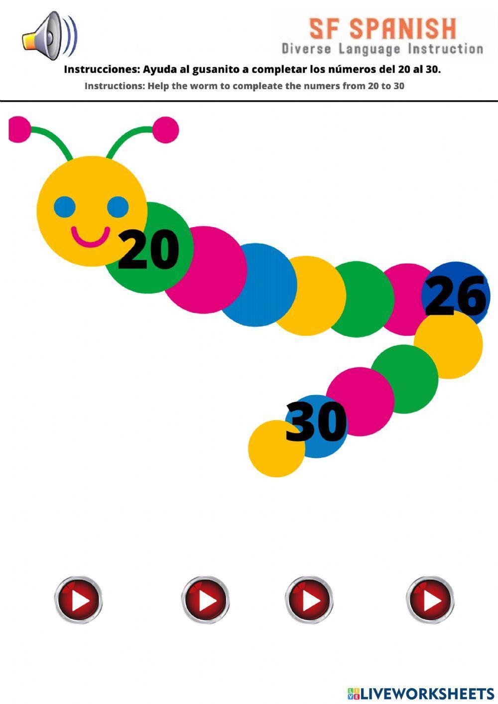 Números del 20 al 30