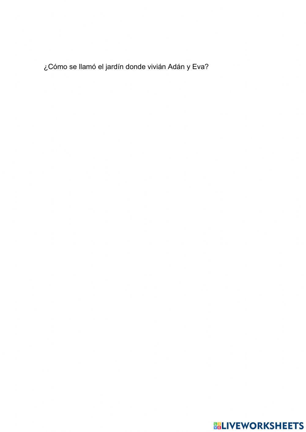 LA CREACIÓN DE ADÁN Y EVA. 2º E.P