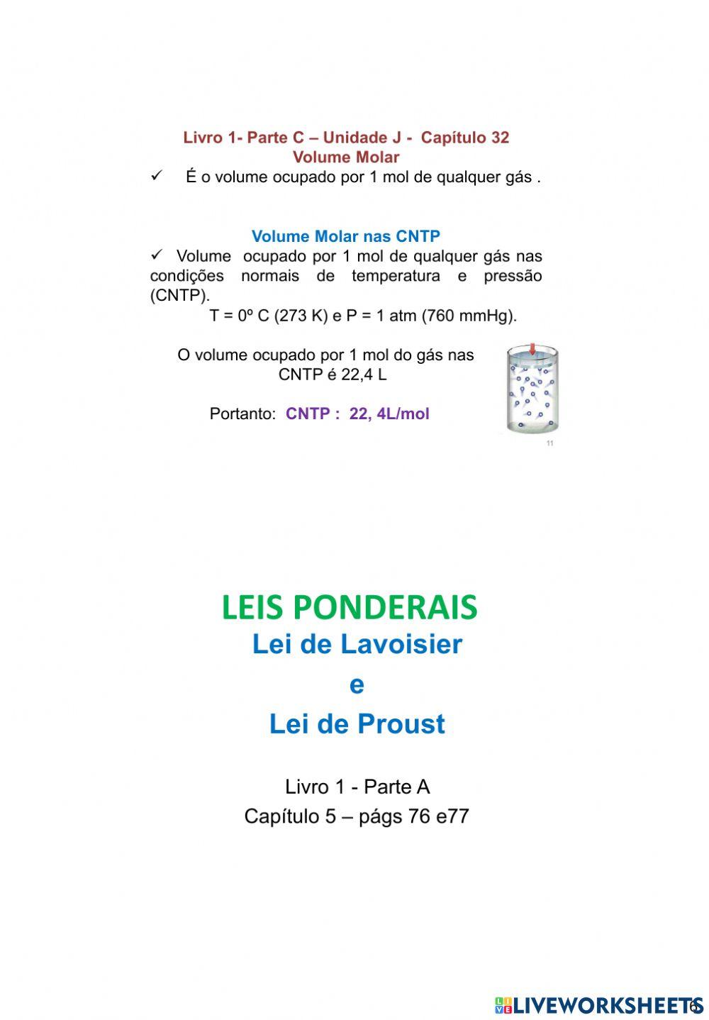 Leis Ponderais: Lei de Lavoisier. worksheet