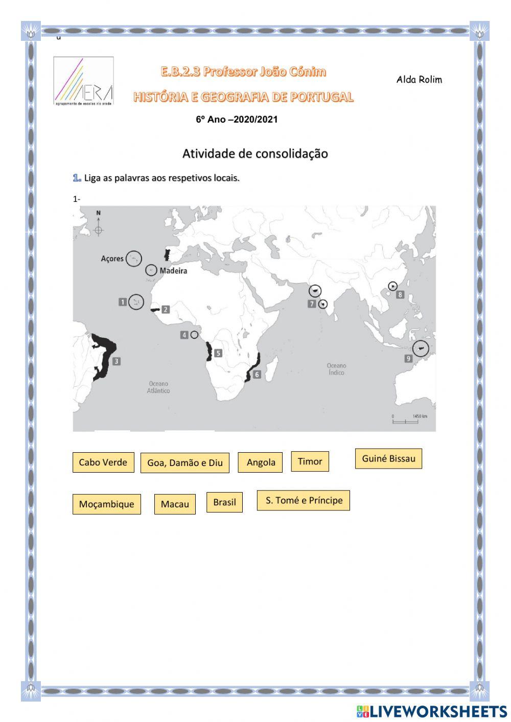 Mapa do Império Português no século XVIII