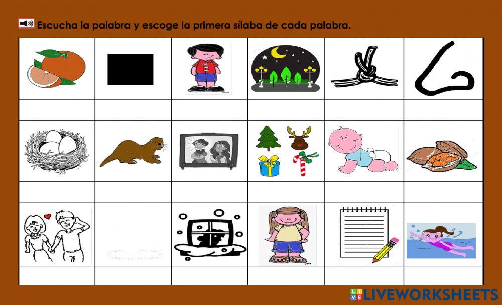 Escoge la primer sílaba: Nn