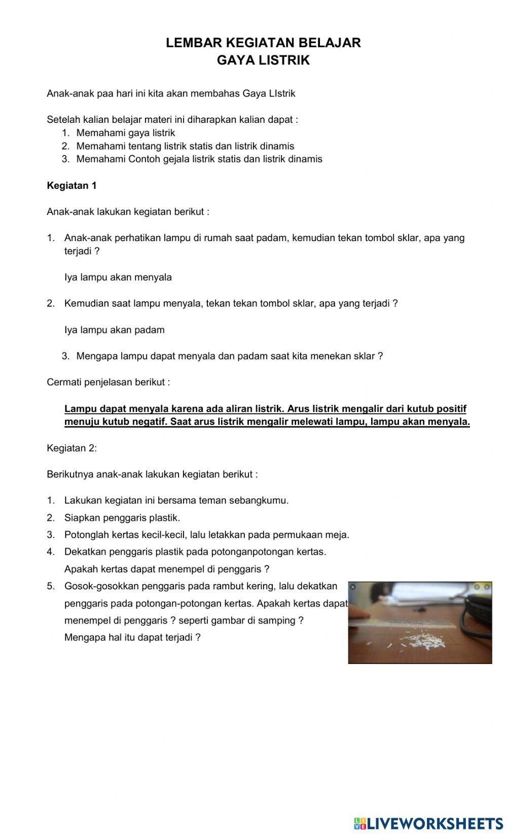 Lembar kerja listrik statis