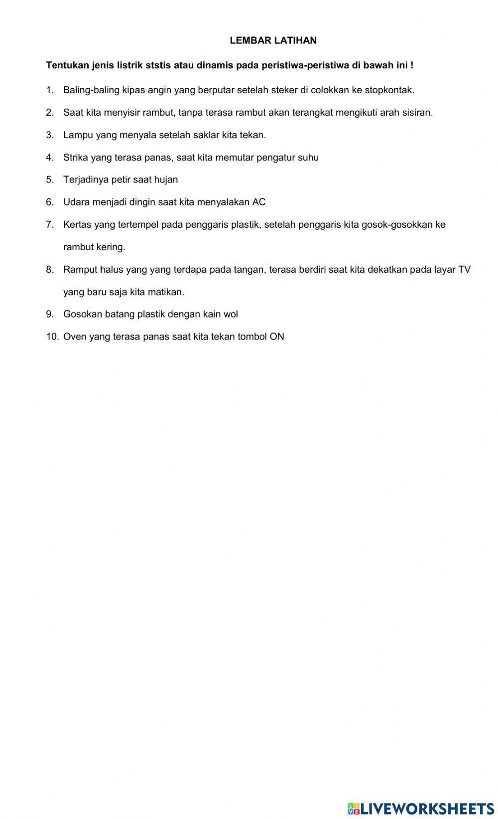 Lembar kerja listrik statis