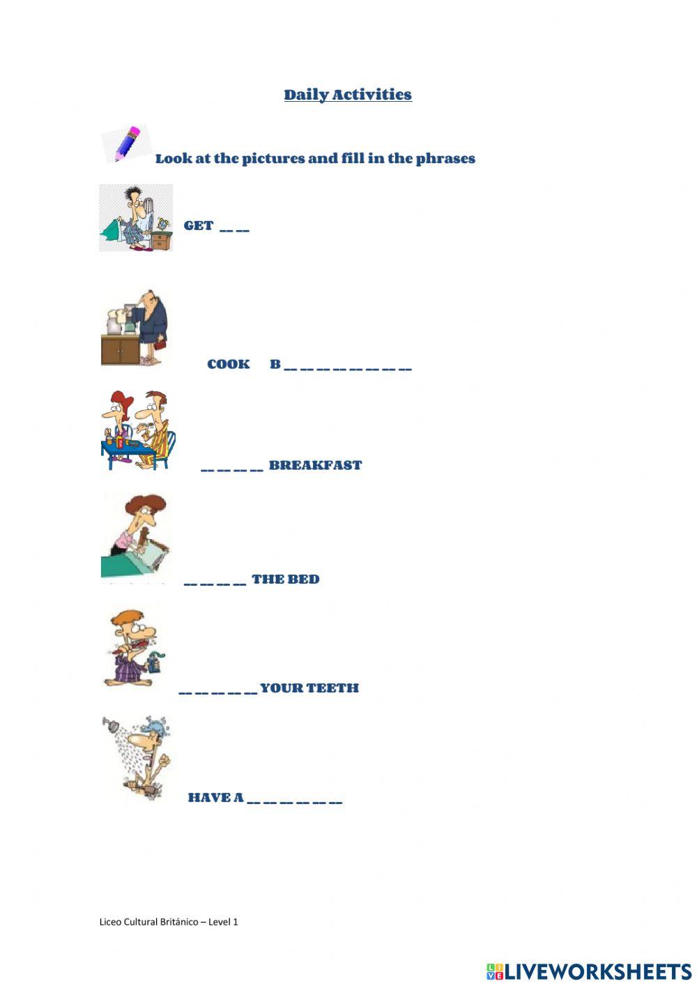 Daily Activities - Vocabulary