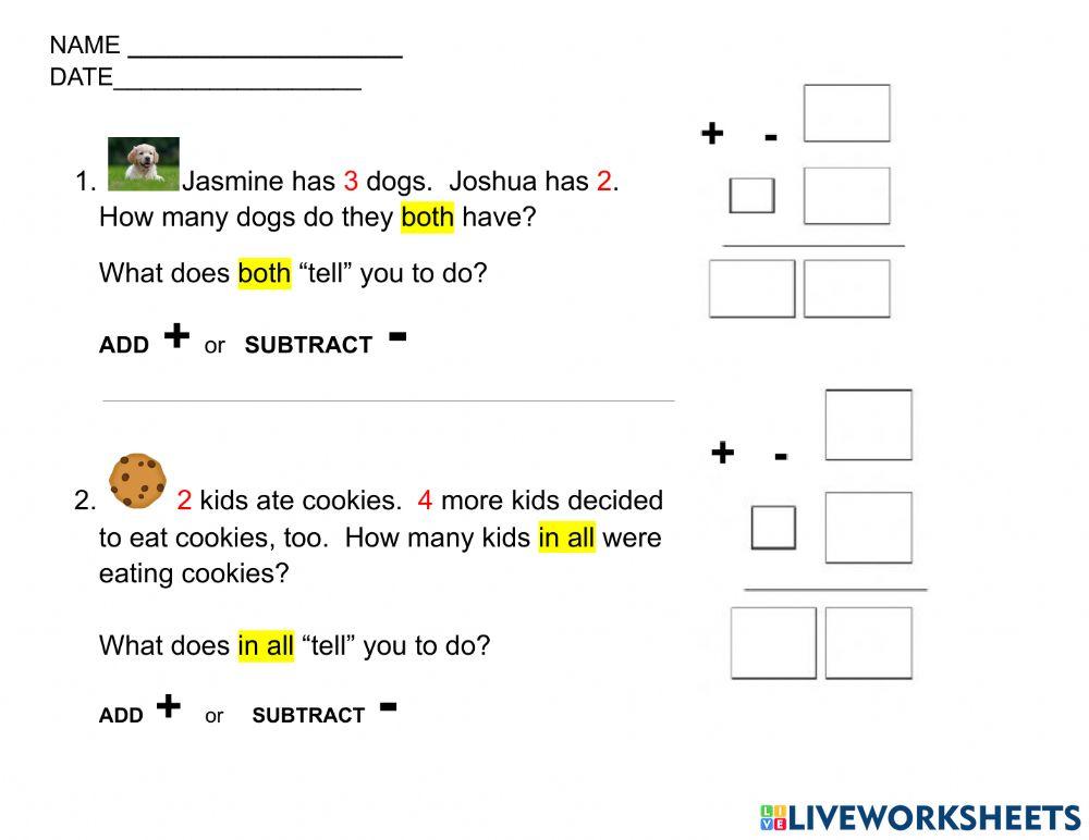 Word Problems Simple worksheet | Live Worksheets