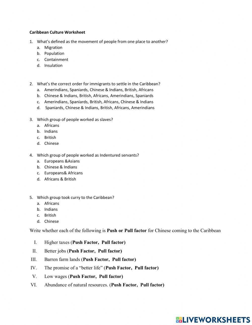 Push and Pull factors