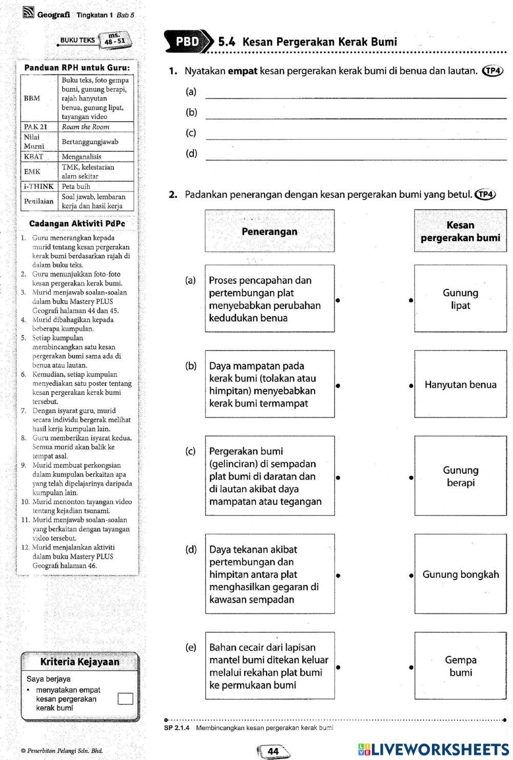 Kesan Pergerakan Kerak Bumi