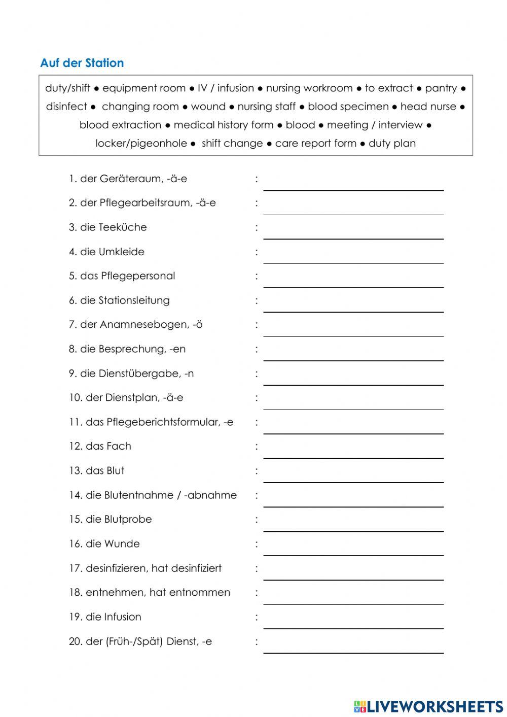 Pflege Wortschatz 02