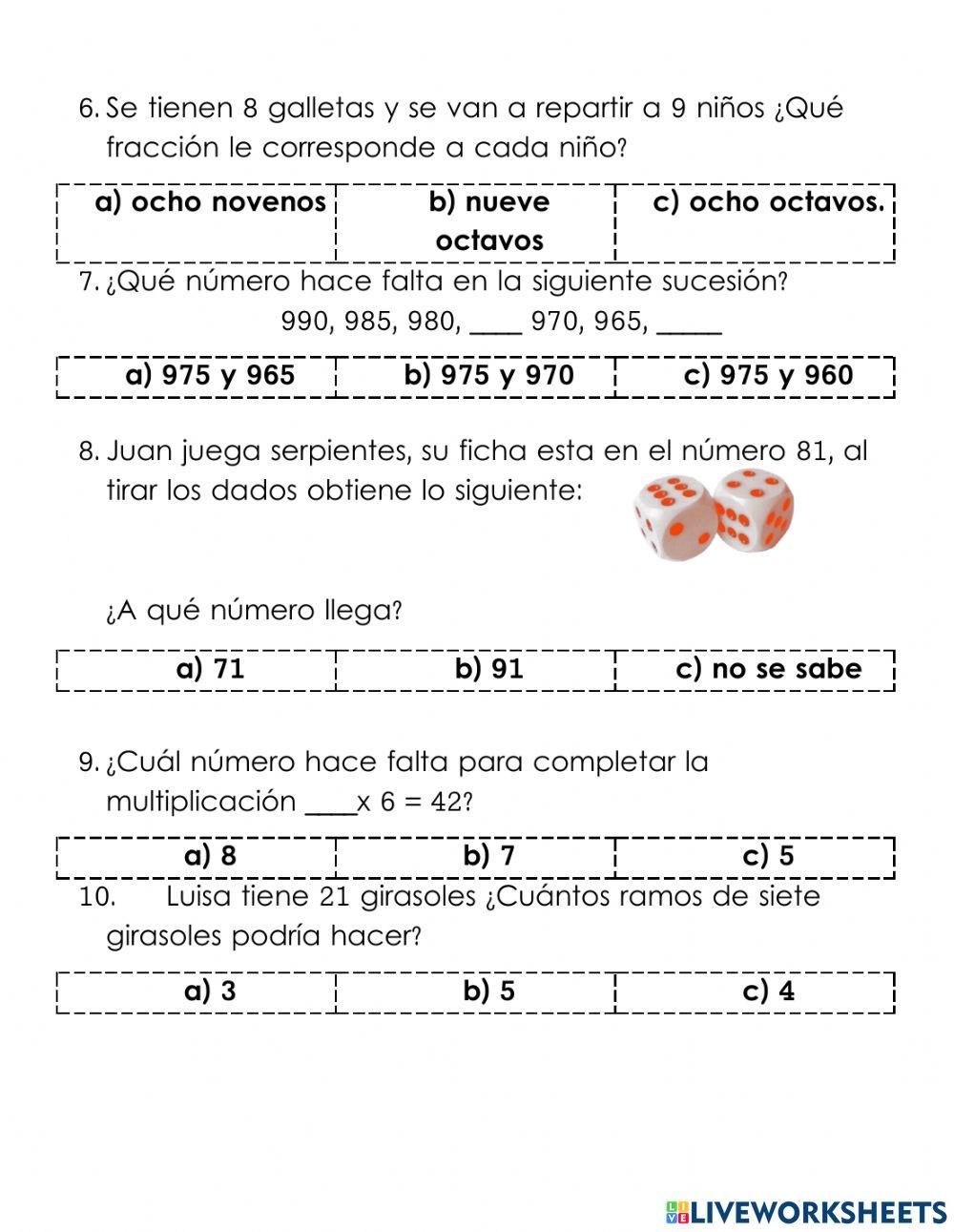 Evaluación matemáticas