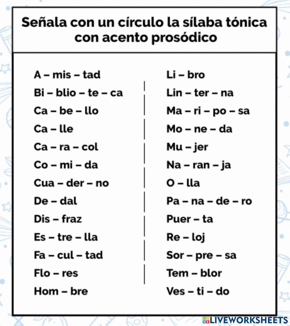 Sílaba tónica y átona