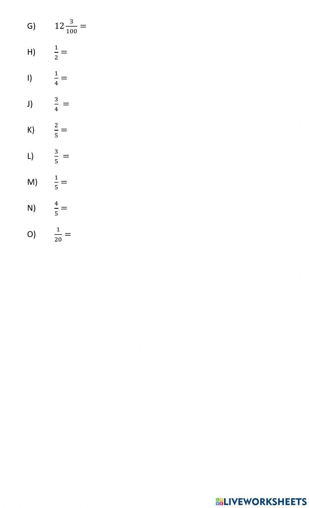 Converting fractions to decimals