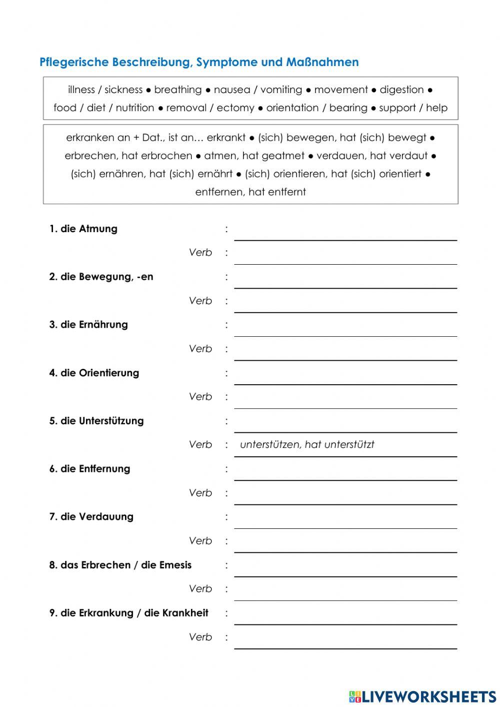 Pflege Wortschatz 03