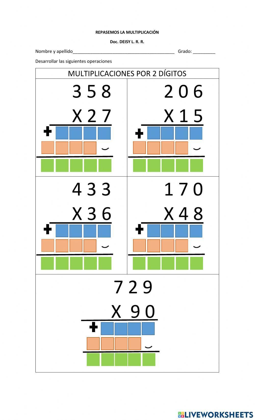 Multiplicaciones por 2 dígitos