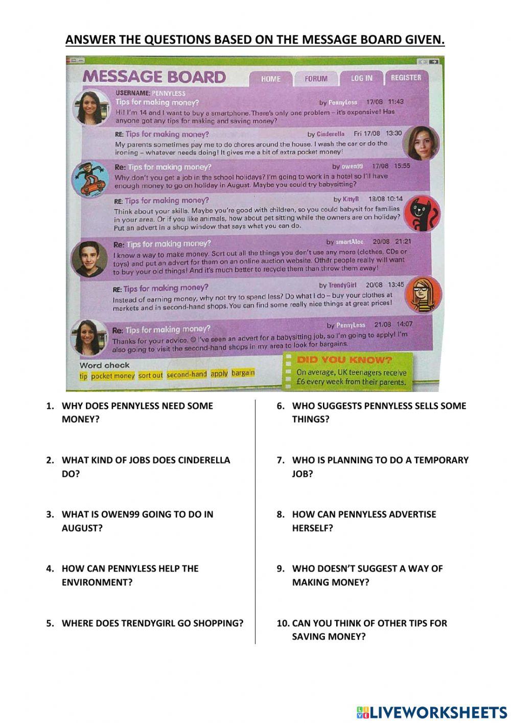 Reading:Tips for Making Money