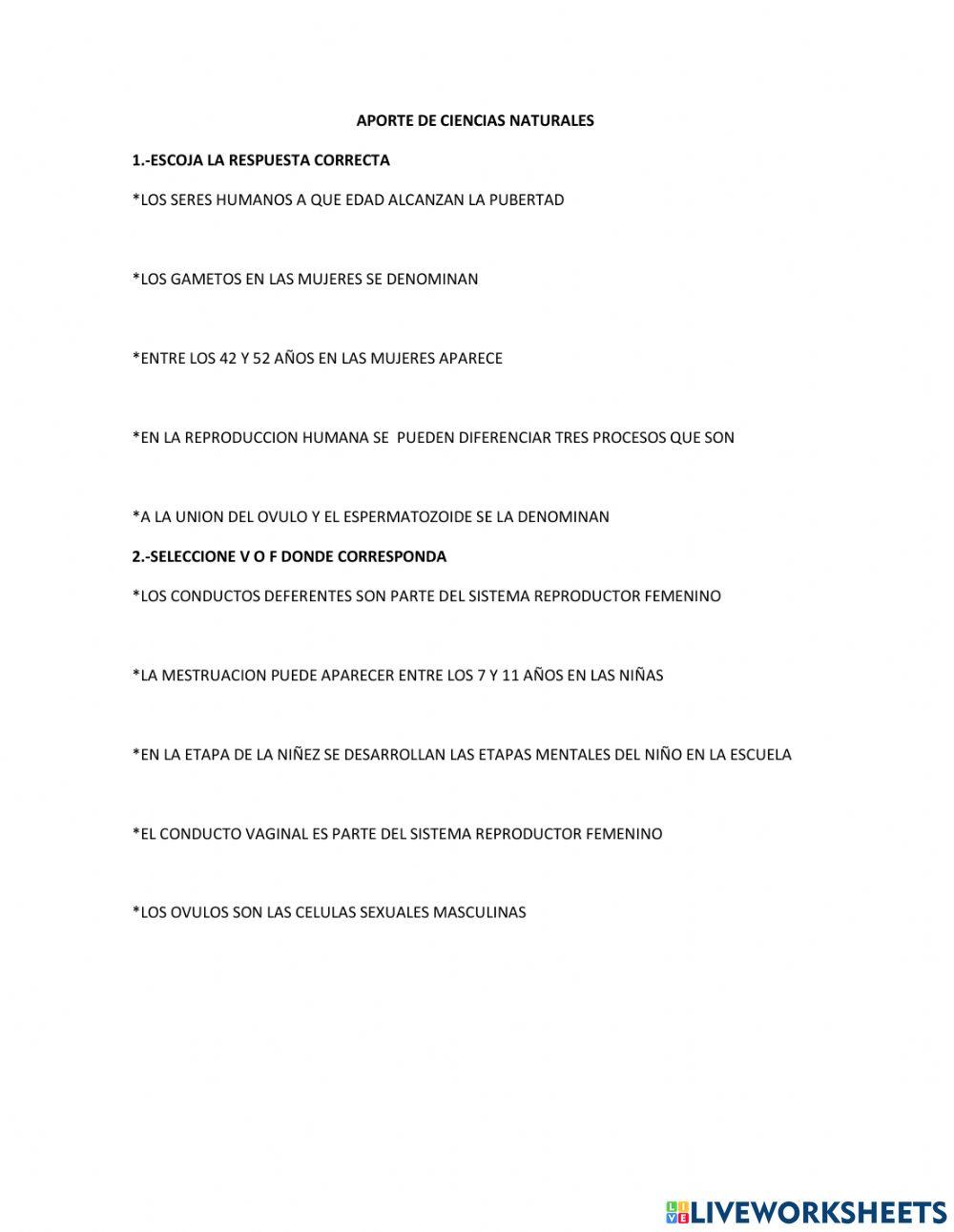 Aporte de Ciencias Naturales