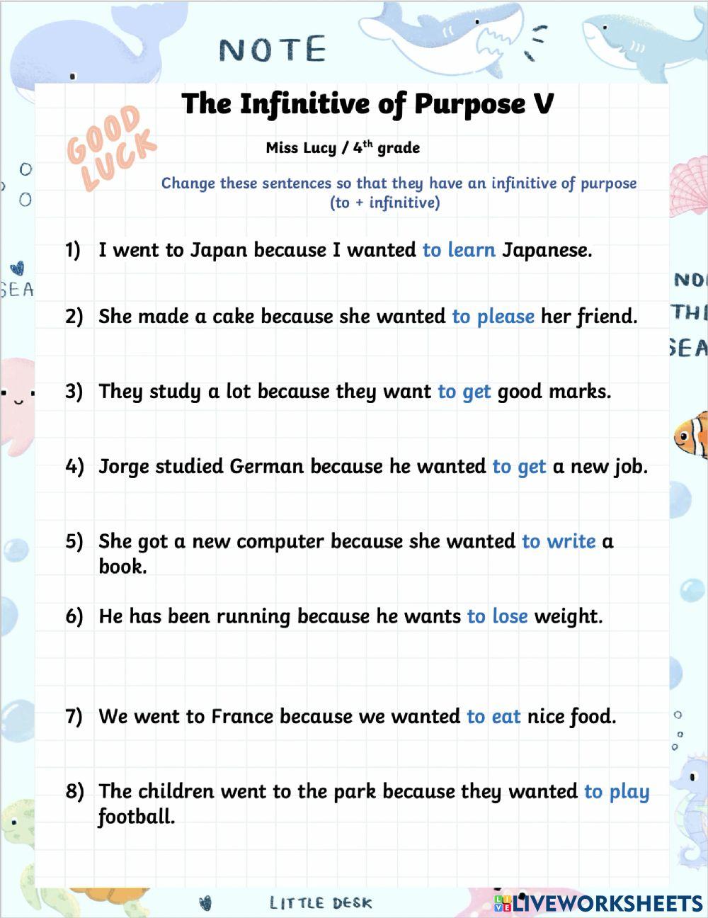 Infinitive of Purpose