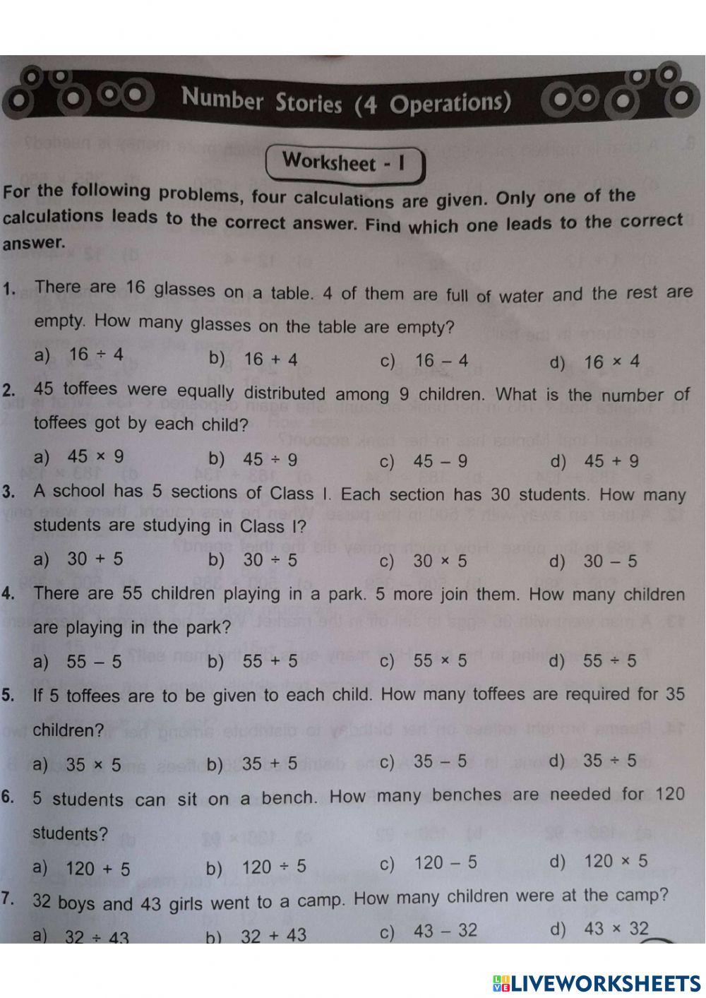 Word problem online worksheet live worksheets