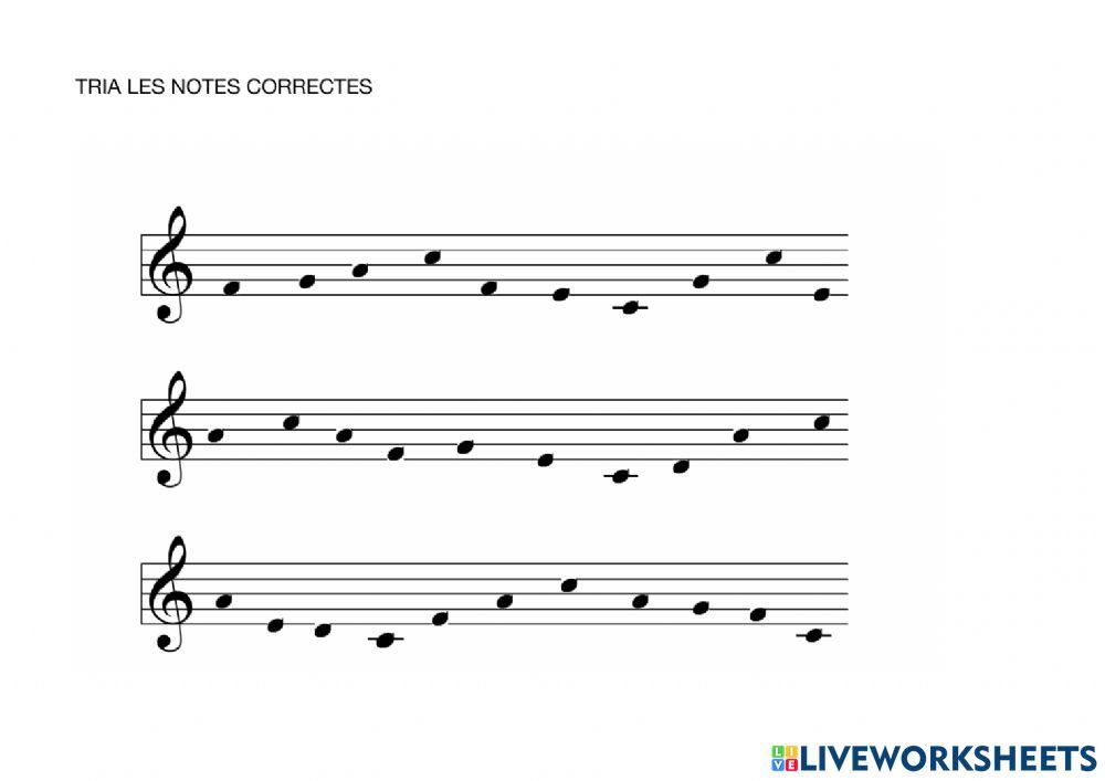 Tria les notes correctes