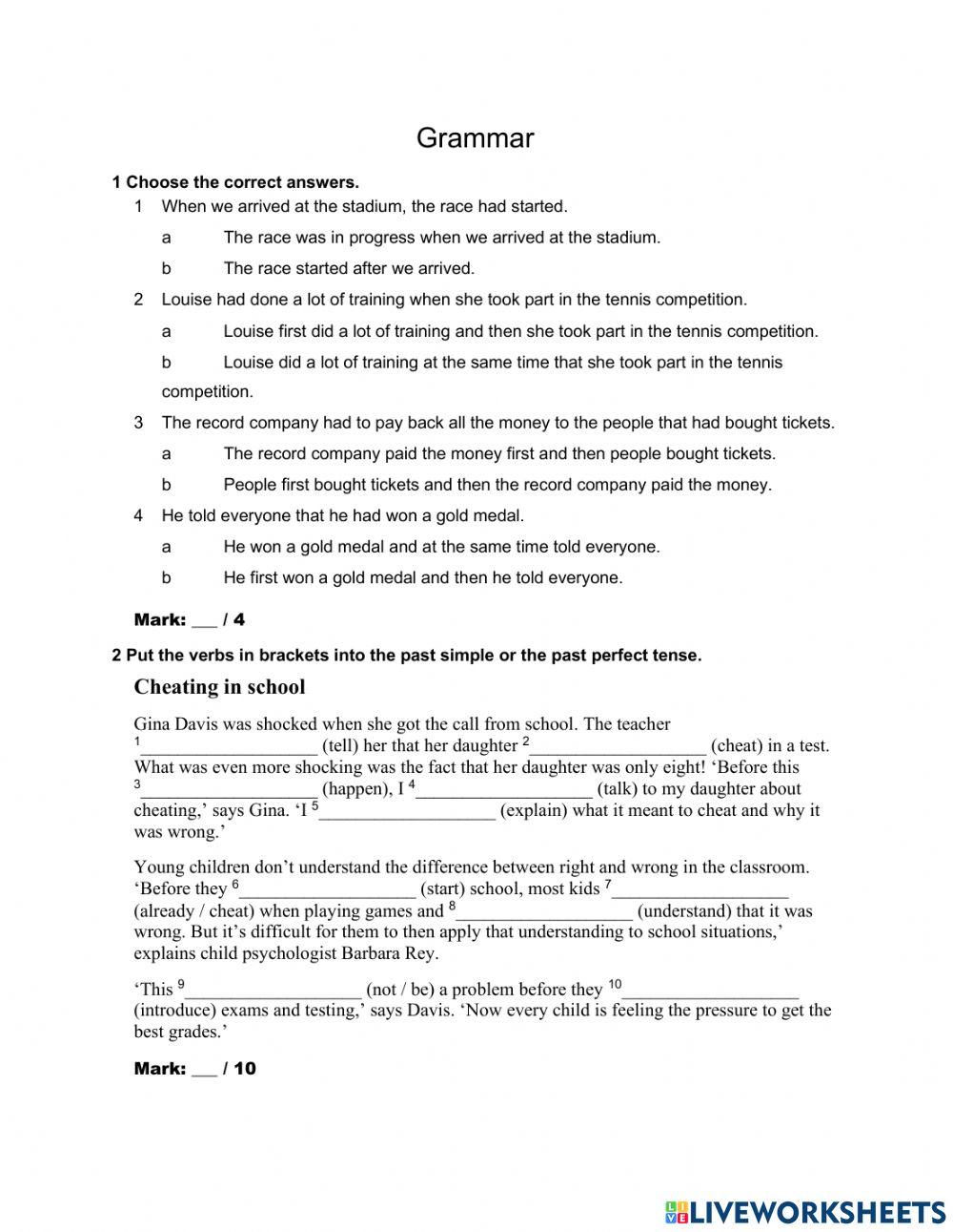 Past Simple vs Past Perfect