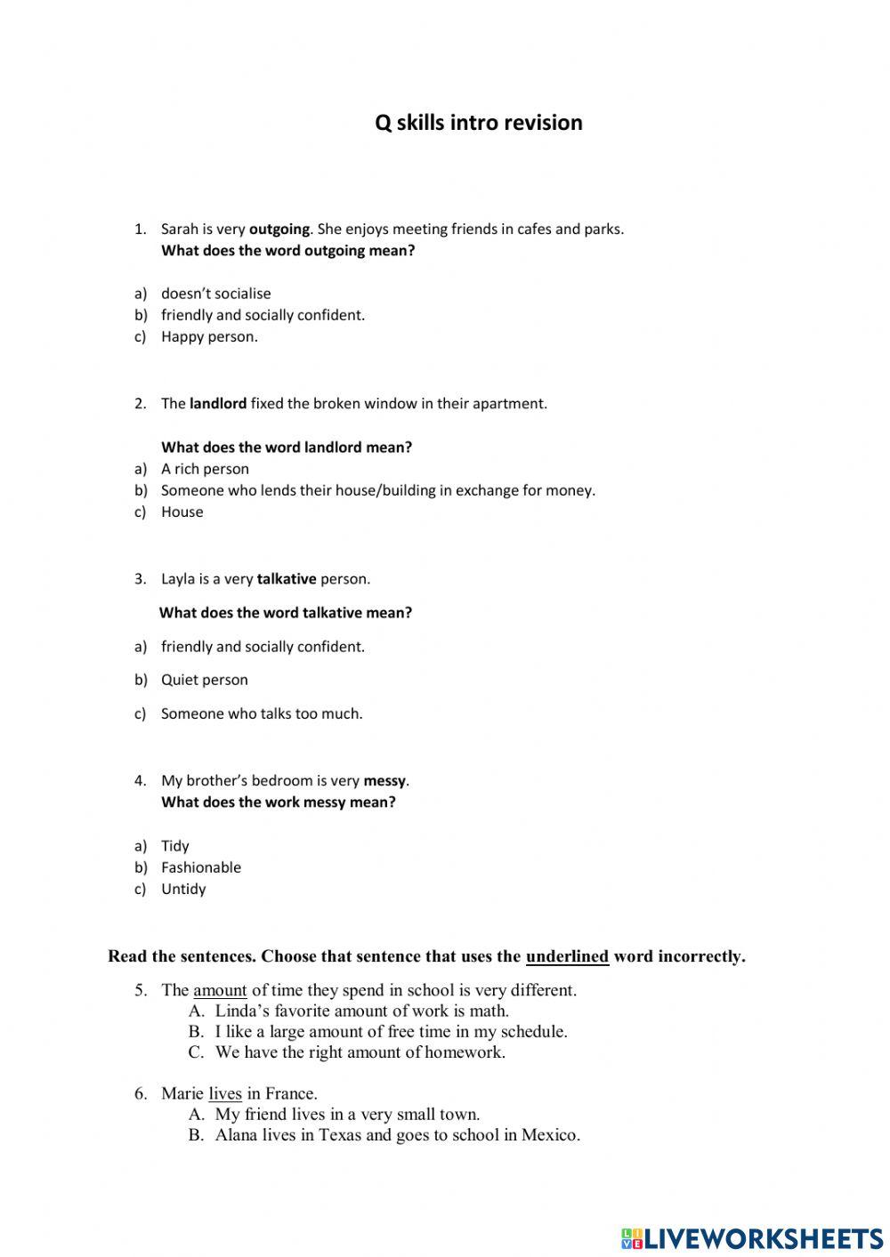 Q Skills Online Practice