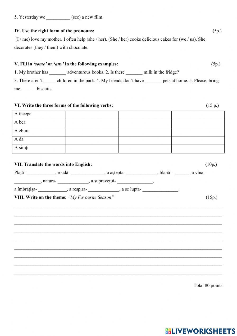 Test paper 5th form Test paper 5th form
