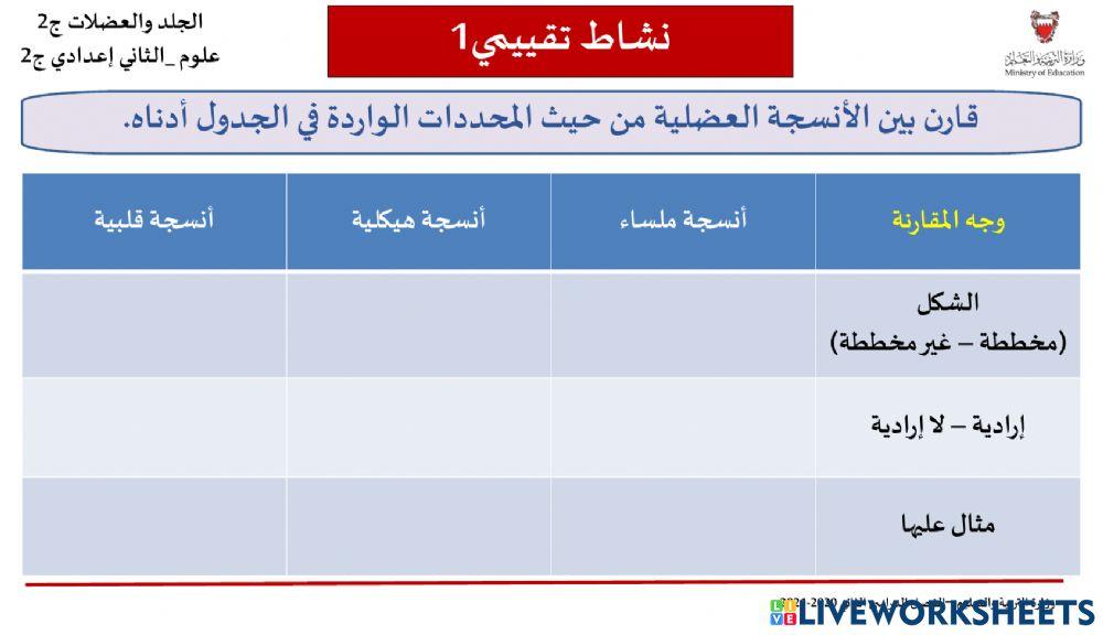 تقييم انواع العضلات