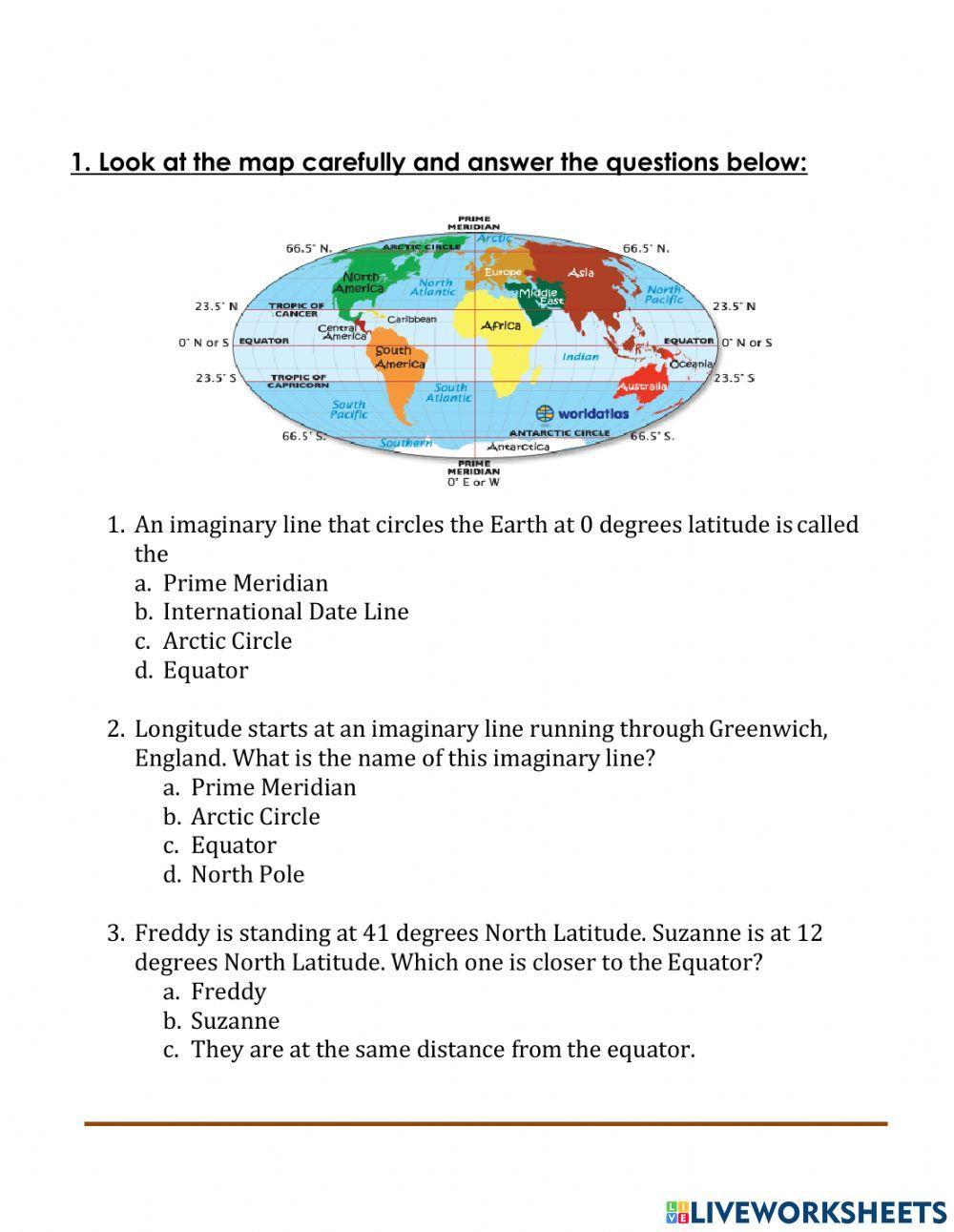Lines of longitude and latitude worksheet | Live Worksheets lines-of-longitude-and-latitude-worksheet-live-worksheets