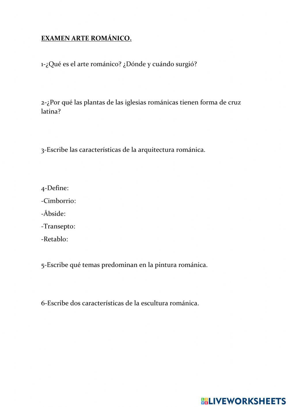 Examen arte románico