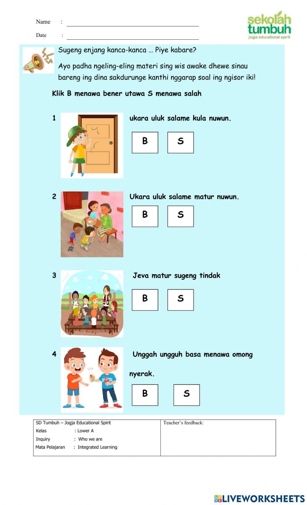 Bahasa Jawa-Evaluasi Ukara pitakon lan Uluk Salam-isian singkat