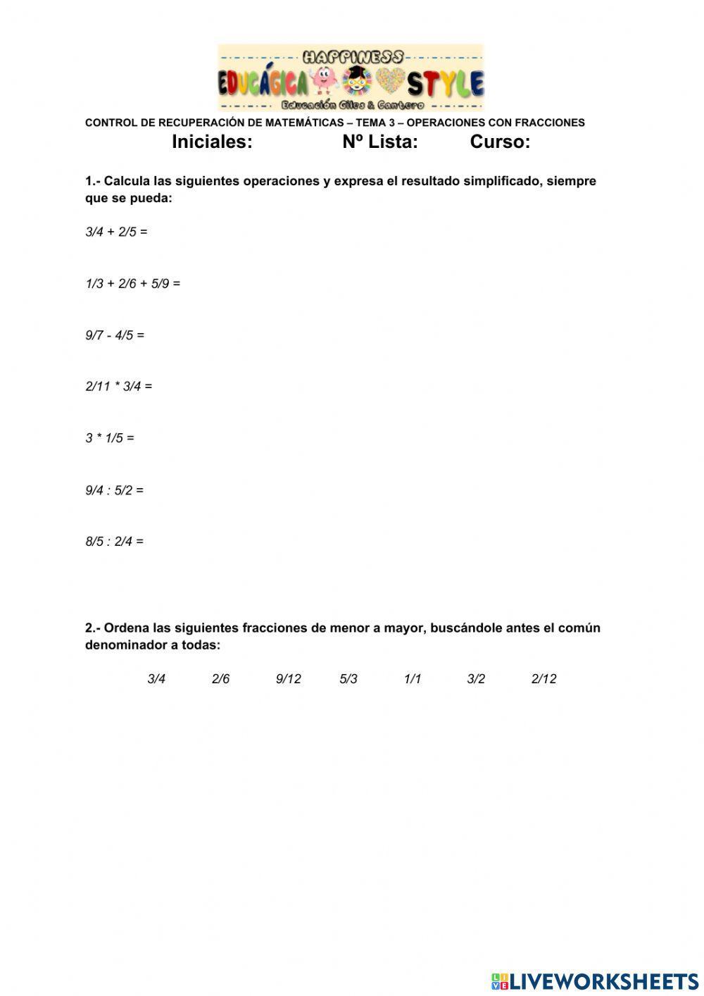 Mates 6º Primaria - fracciones