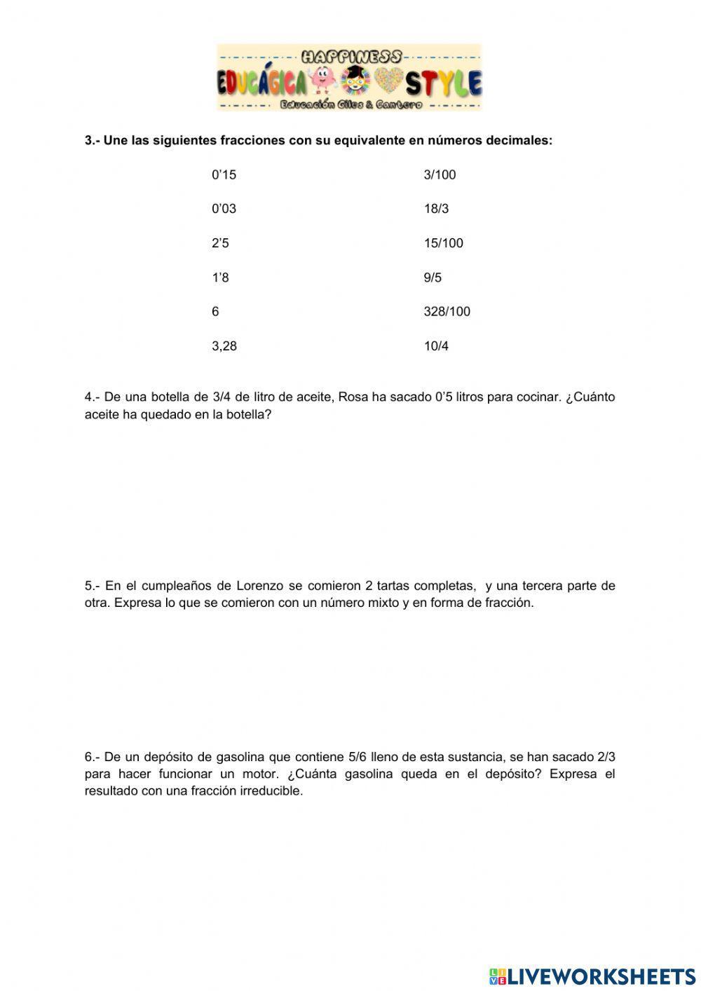 Mates 6º Primaria - fracciones