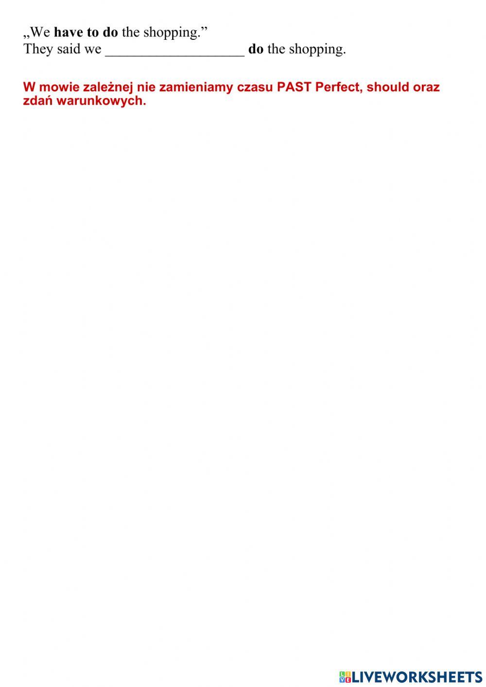 Mowa zależna zdania twierdzące