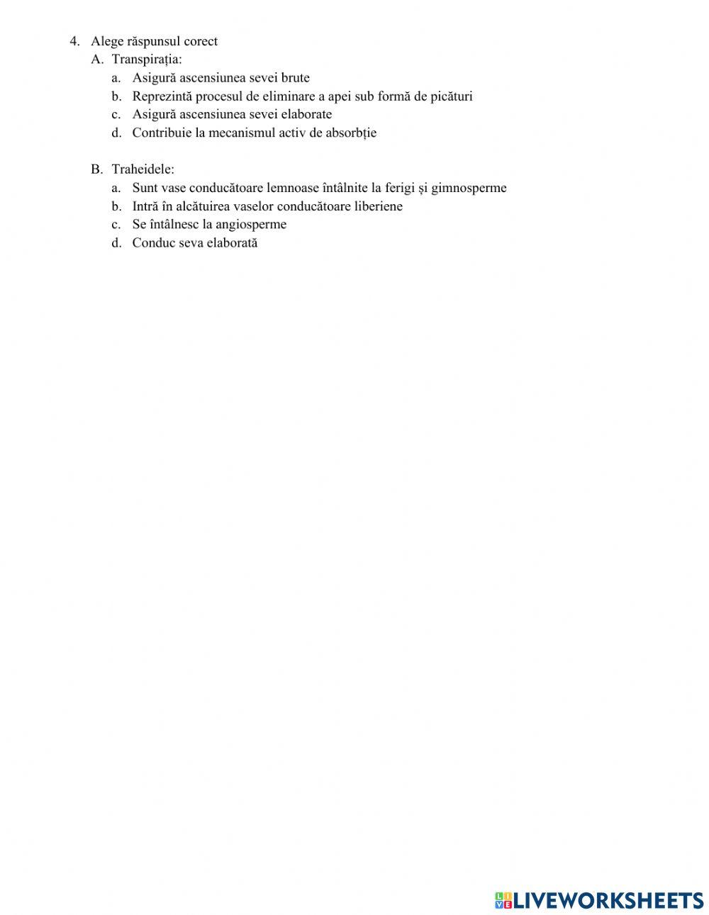 Circulatia la plante