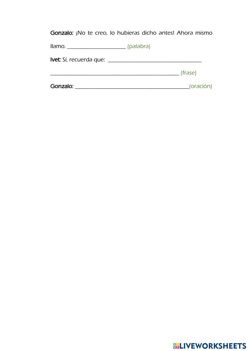 Guía N°2: Palabra, enunciado, oración, frase, párrafo y texto