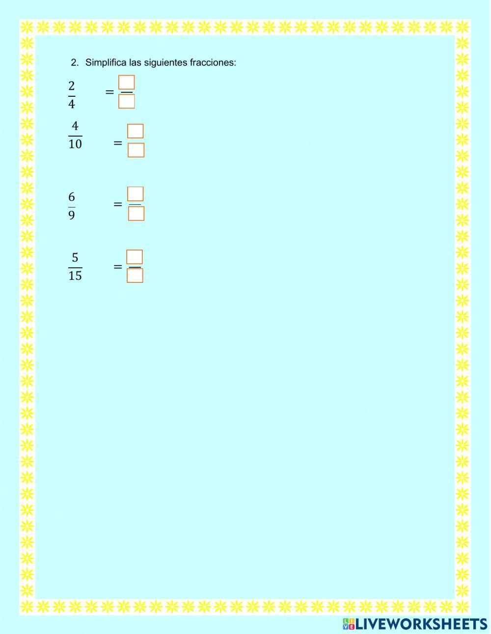 Amplifica y simplifica fracciones