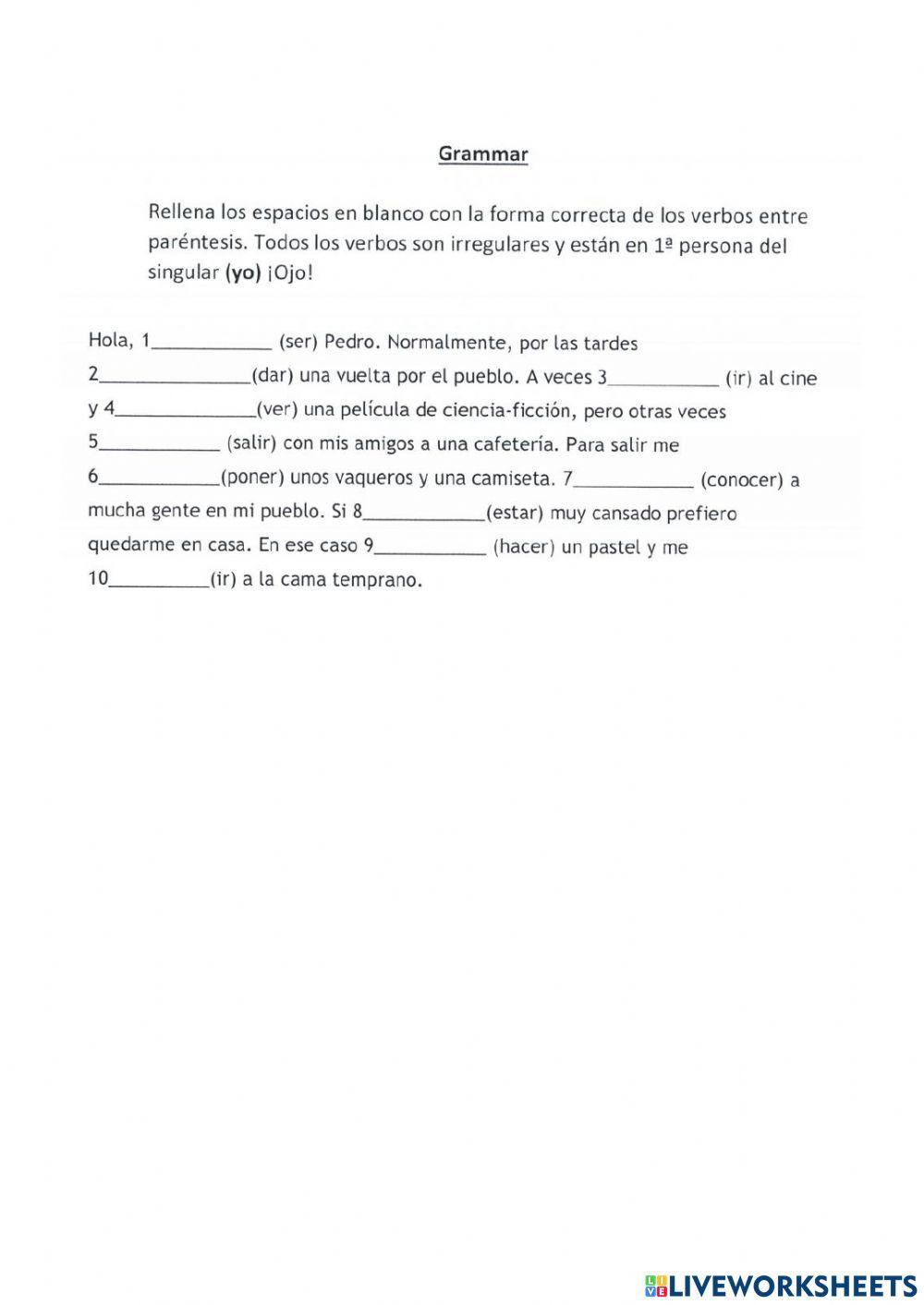 Present Tense- irregulars