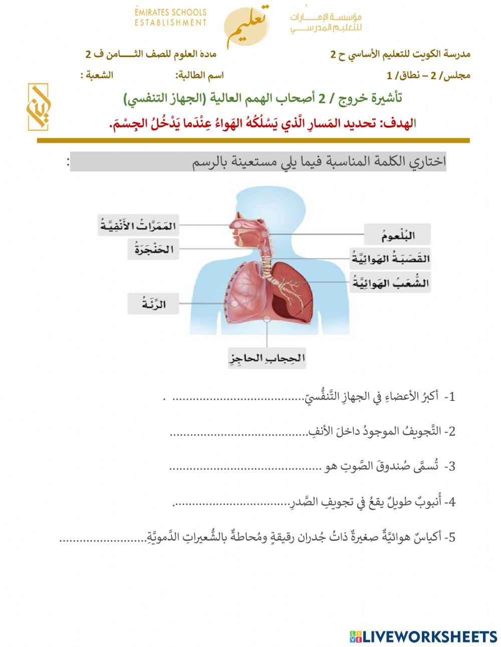 تأشيرة خروج- اصحاب الهمم - الجهاز التنفسي - الجزء الثاني