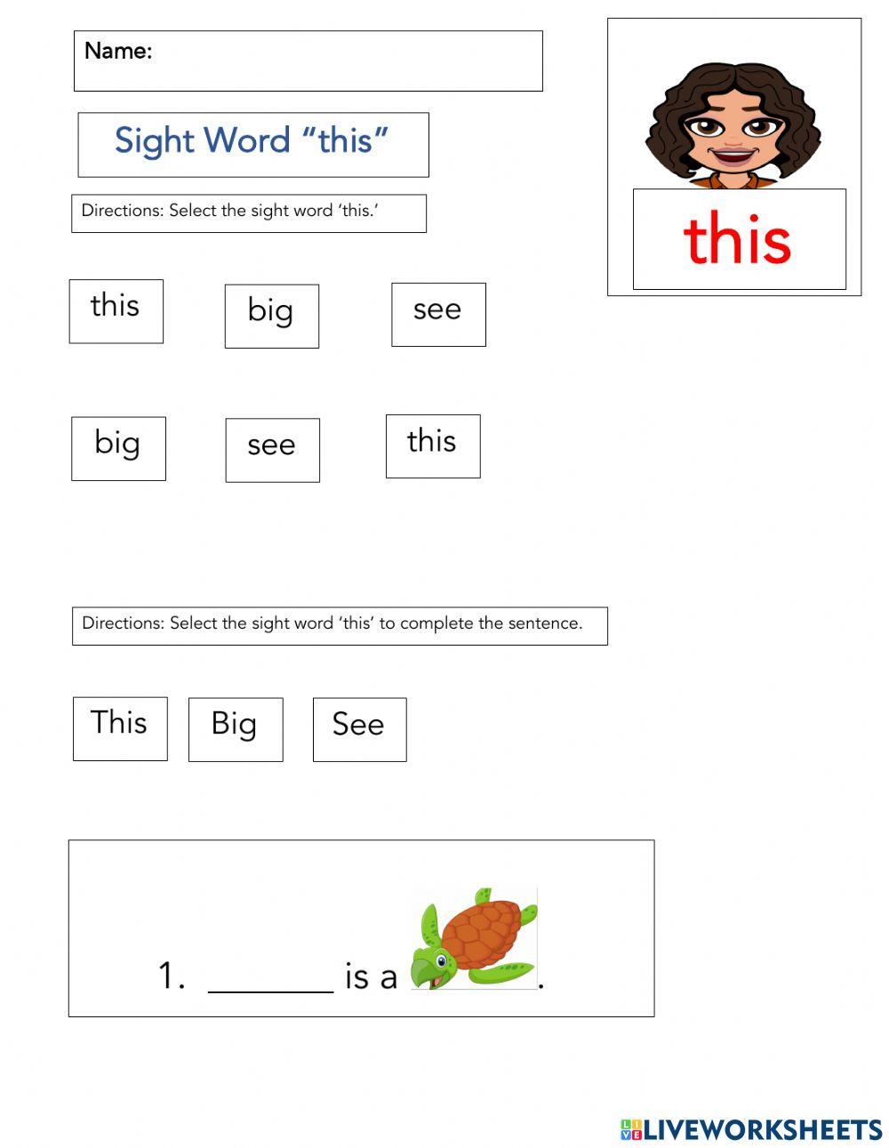 Sight Word 'this'