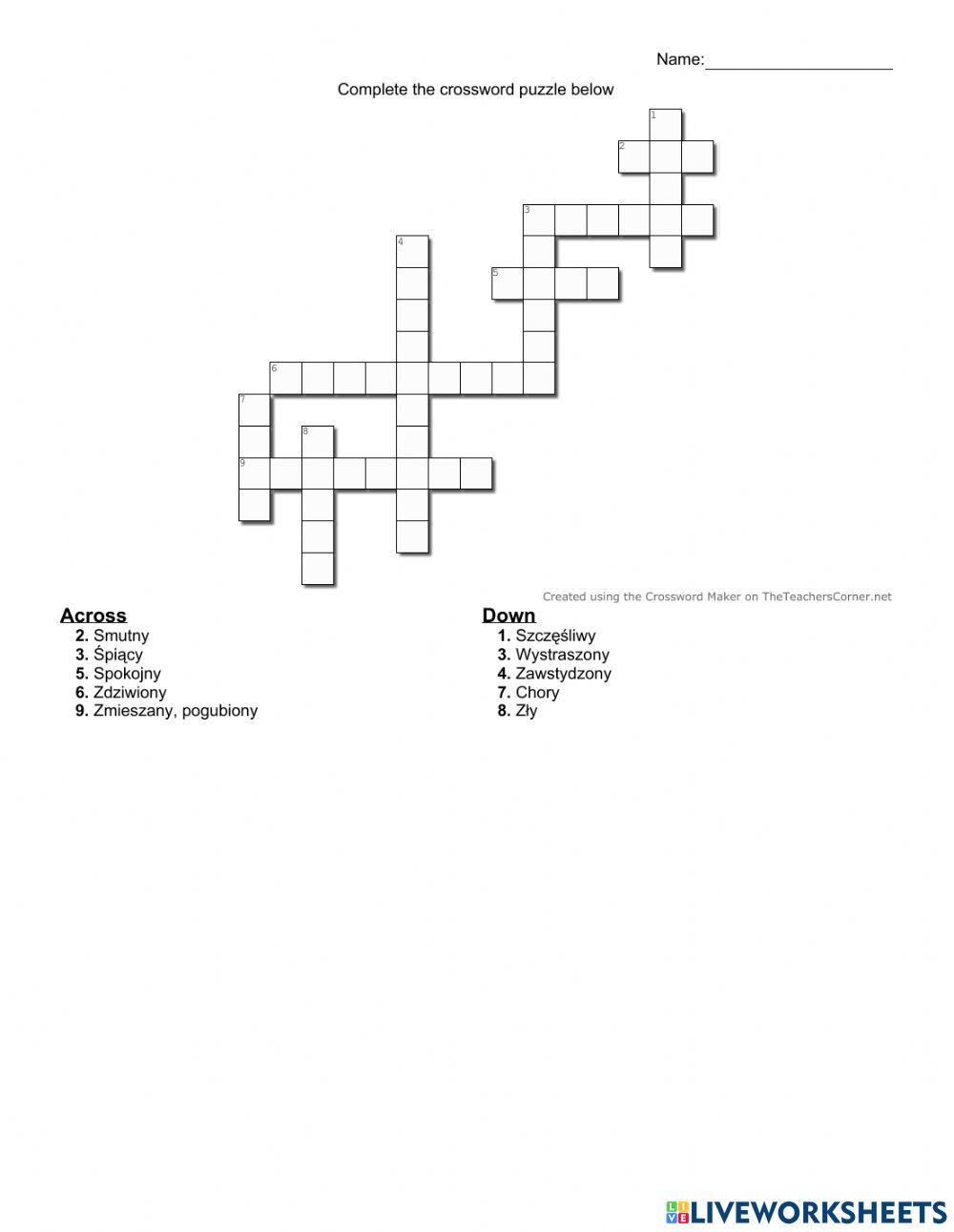 Feelings emotions crossword 771097 Moyashi1 Live