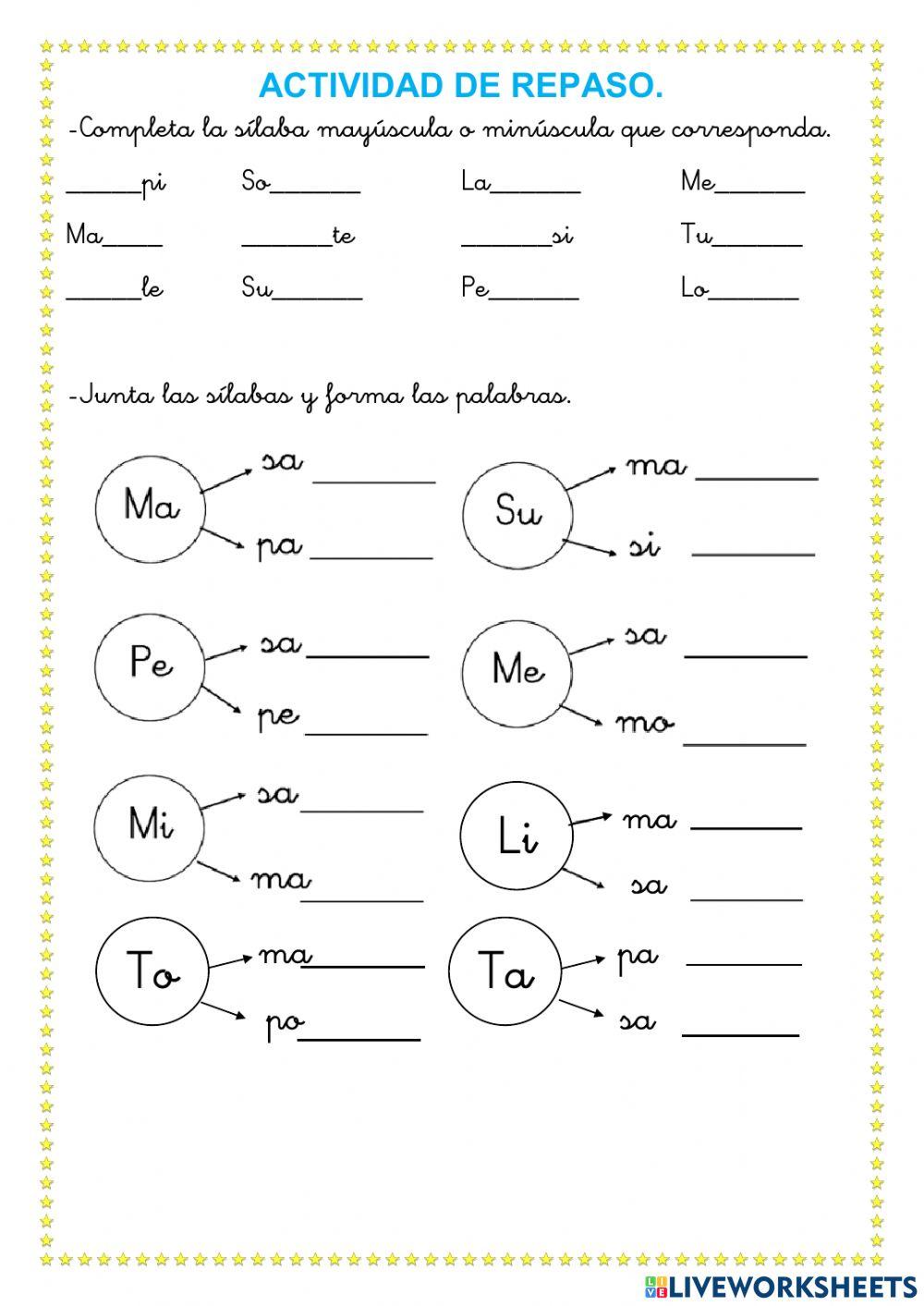 Actividad de repaso m,p,s,l y t