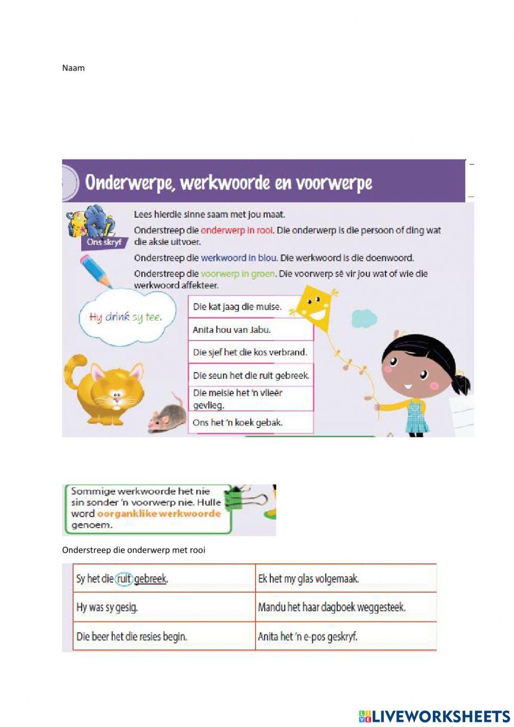Onderwerp voorwerp en werkwoord