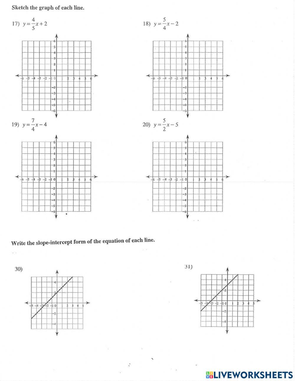 Linear Equations and Slope Quiz Review
