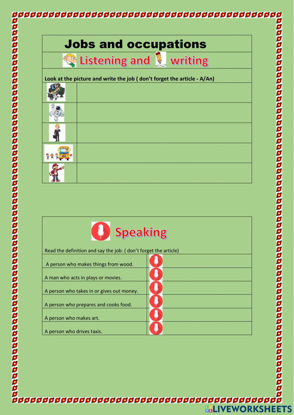 Jobs and occupations