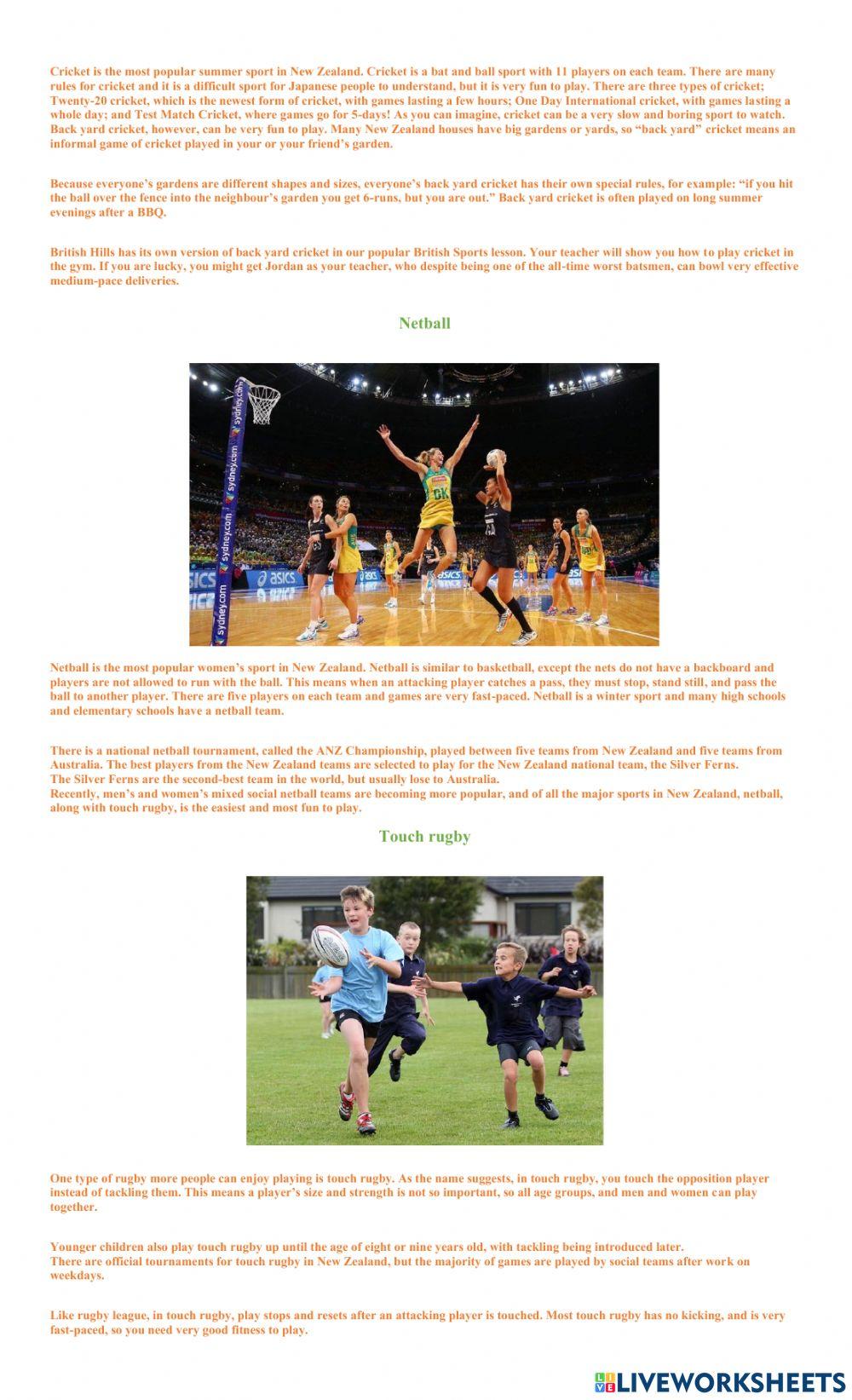 Sports in New Zealand