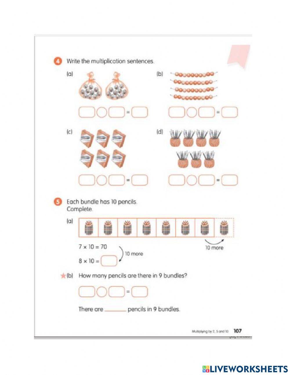 Multiplying by 10 page 107 worksheet Live Worksheets