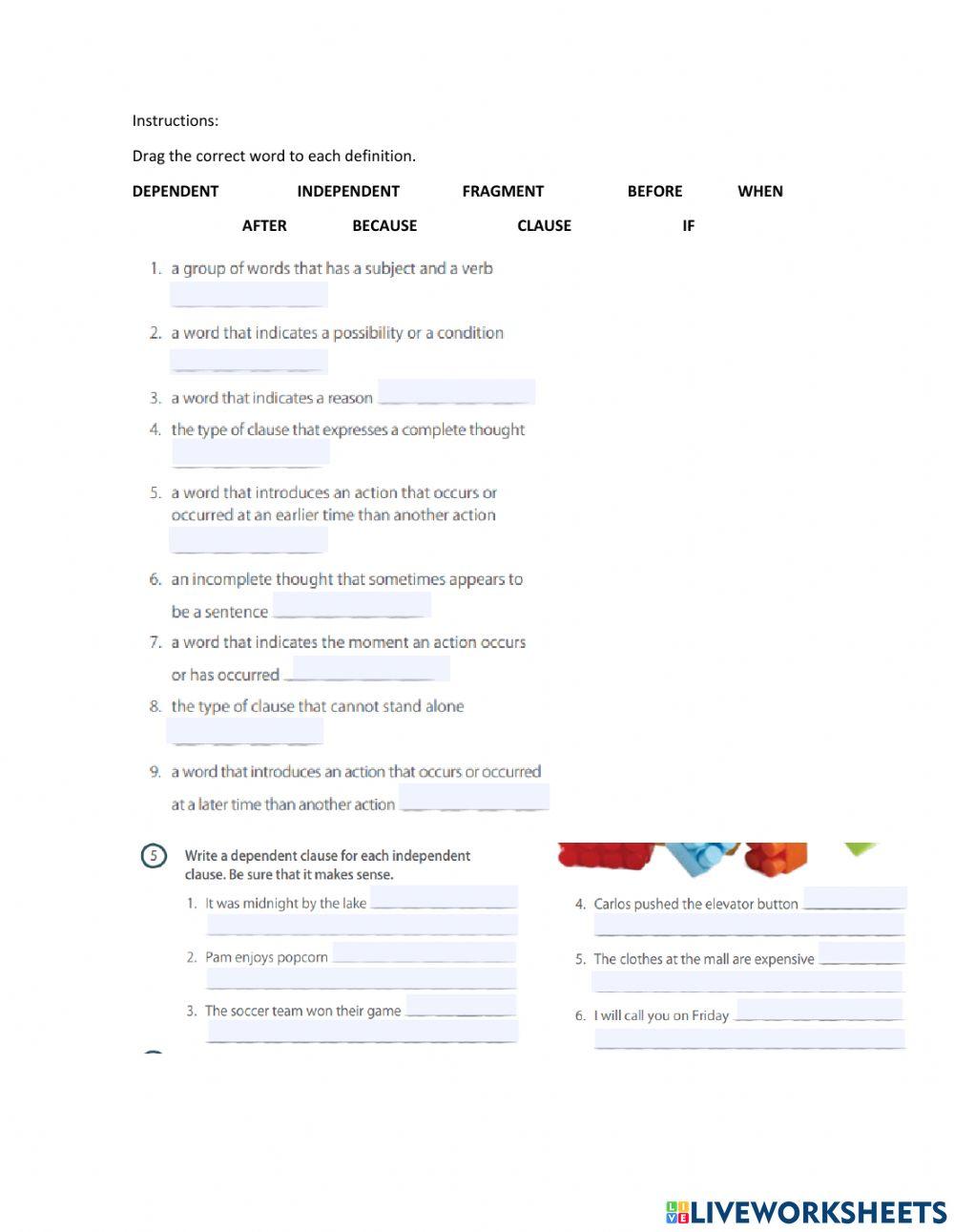 Page 77 dependent and independent clauses