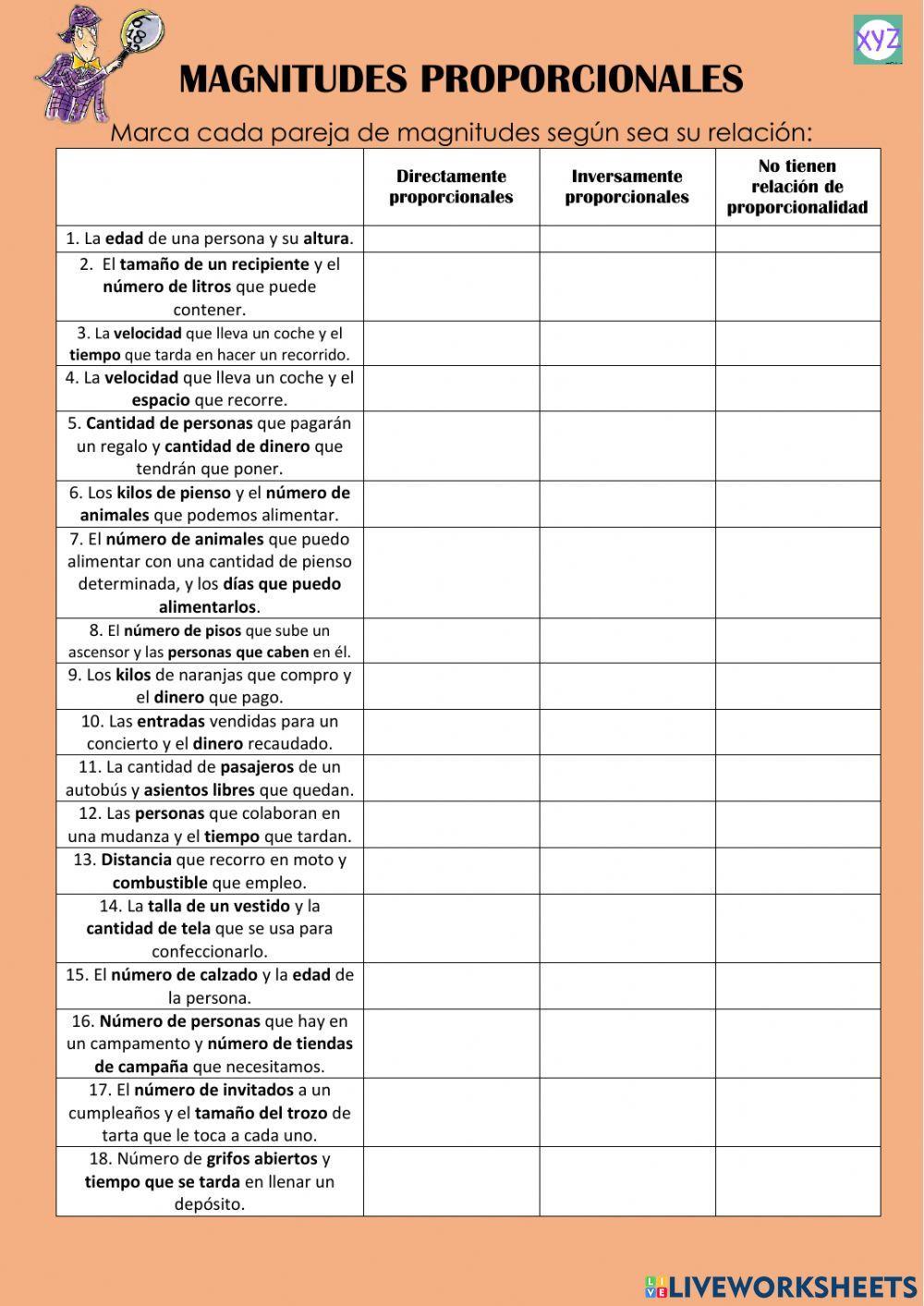 Magnitudes proporcionales Magnitudes proporcionales