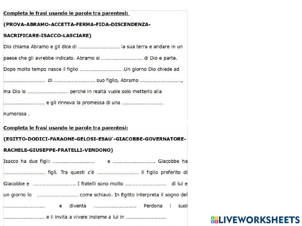 Da Abramo a Giuseppe