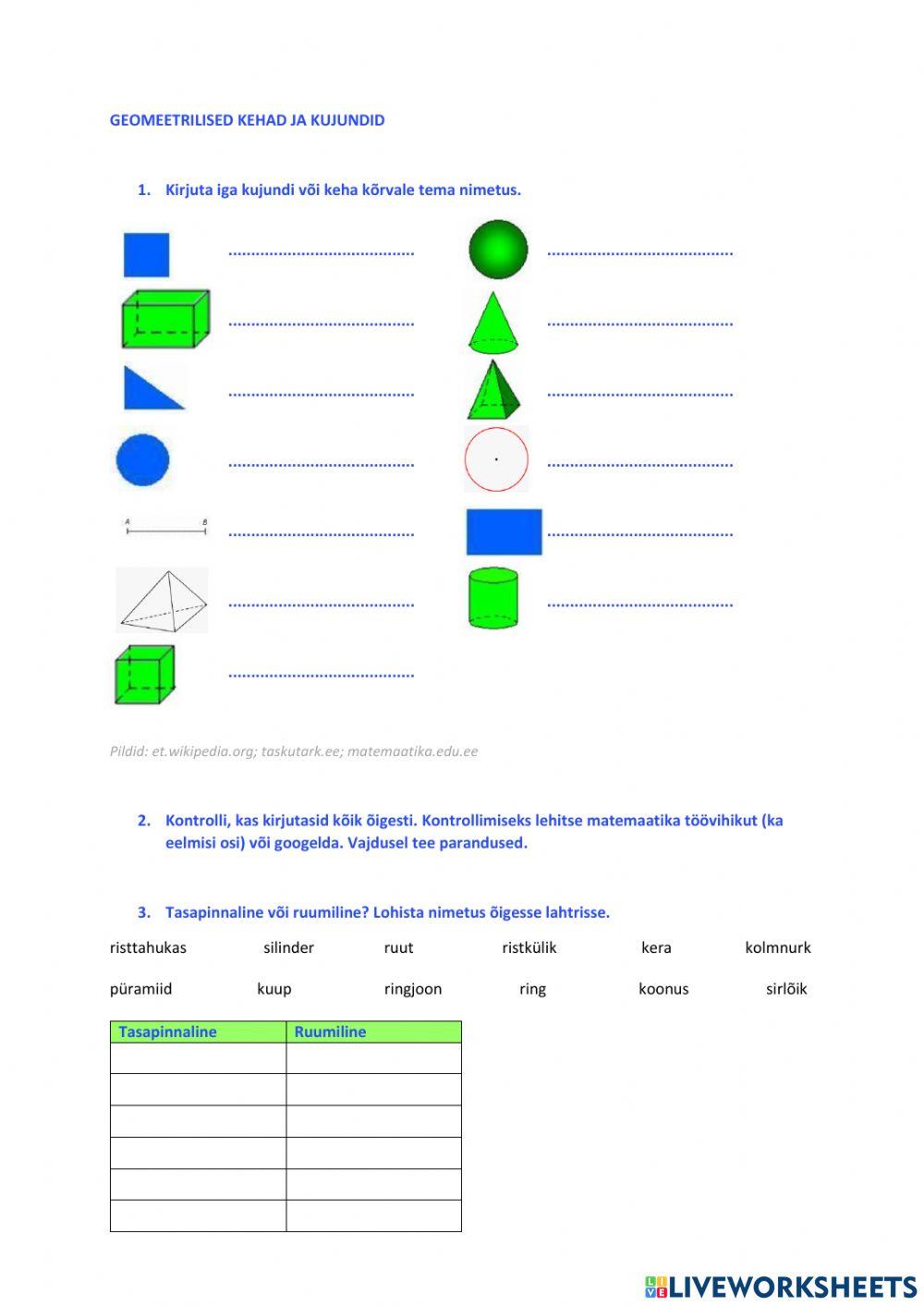 Geomeetrilised kujundid ja kehad