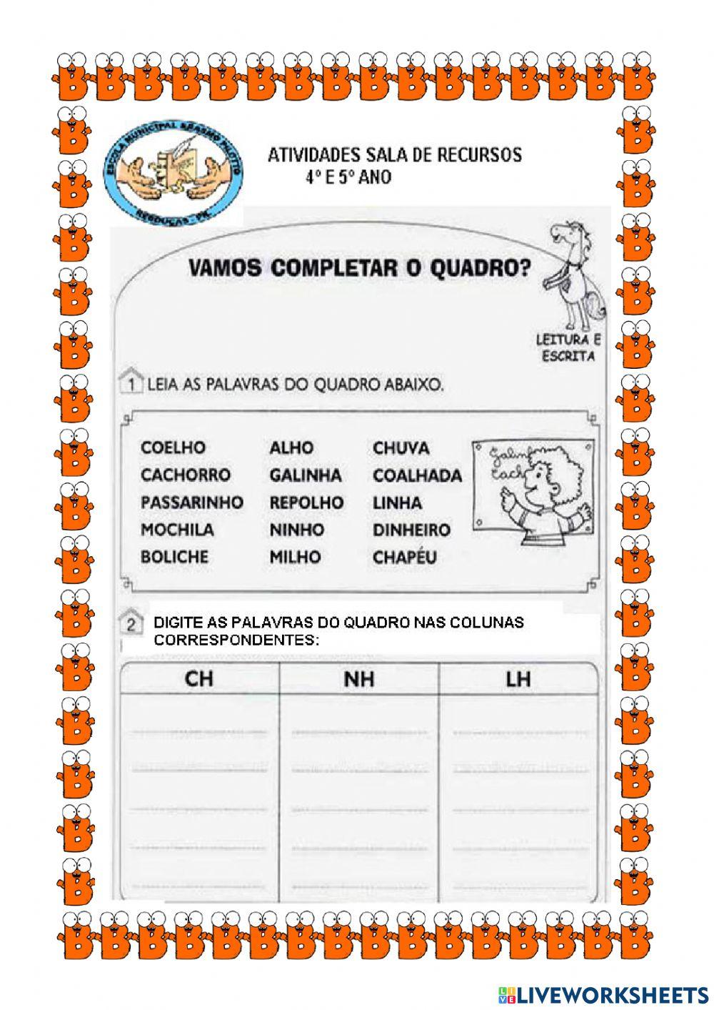 Atividade sala de recursos